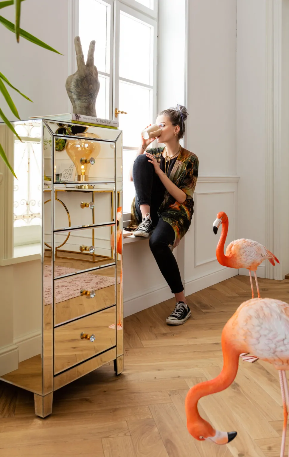 Hochkommode Luxury Pearl 5 Schübe