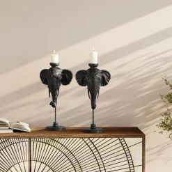 Kerzenständer Elephant Head Schwarz 49cm