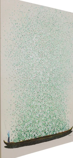 Leinwandbild Flower Boat Beige Grün 120x160cm