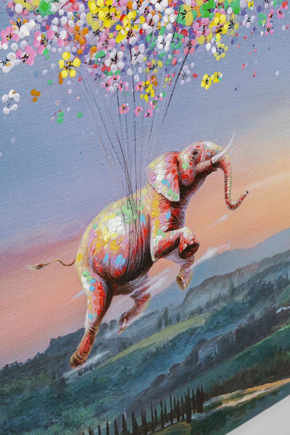 Leinwandbild Flying Elephant At Night 120x160cm