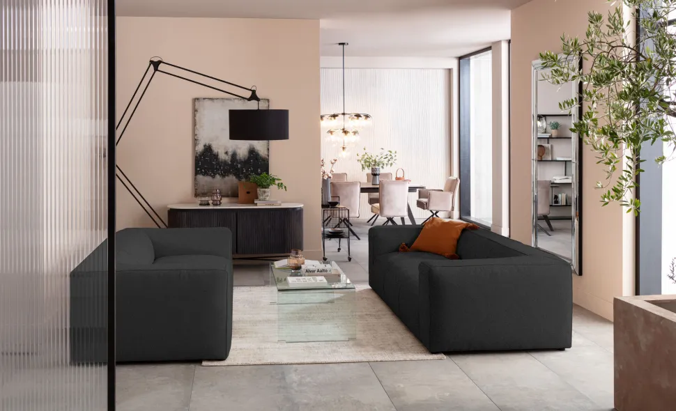 Sofa Cubetto 3-Sitzer Dunkelgrau 220cm