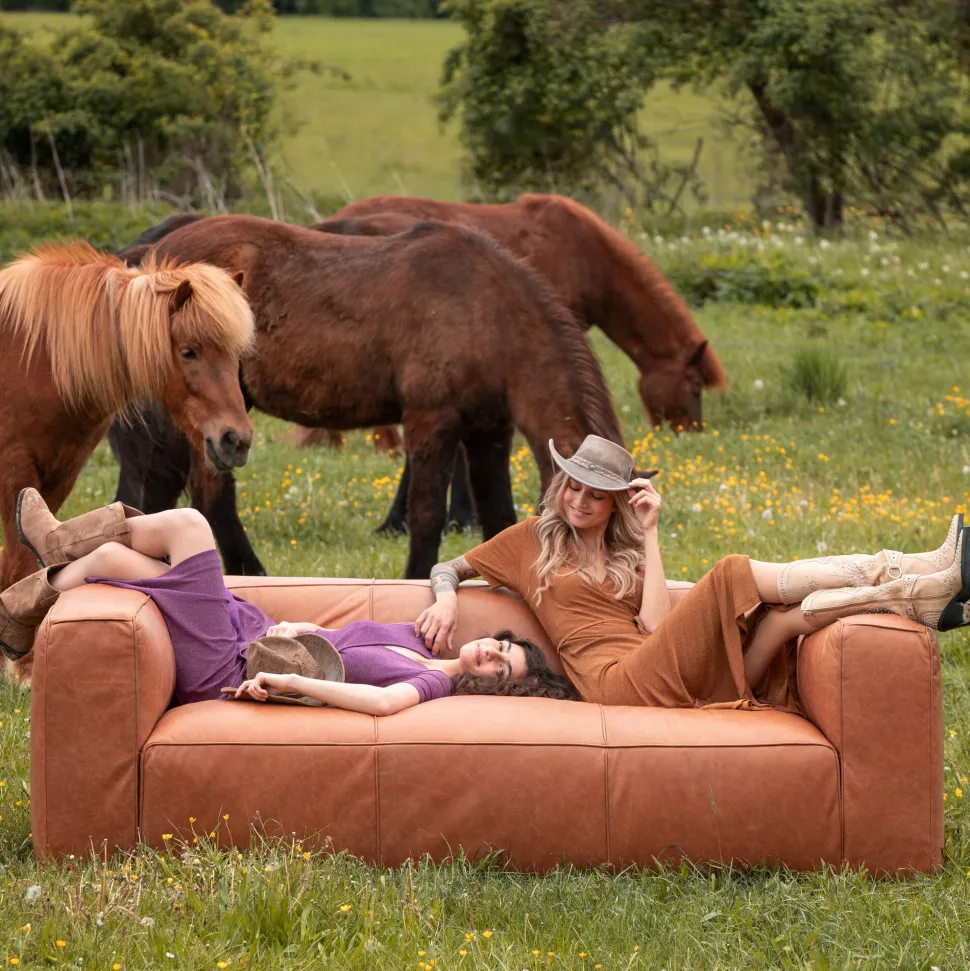 Sofa Cubetto Smart Leder Hellbraun 220cm