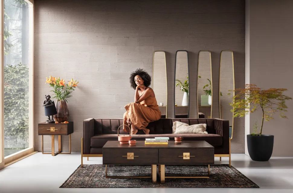 Spiegel Clip Brass 32x177cm