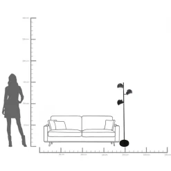 Stehleuchte Calotta Schwarz 3er 151cm