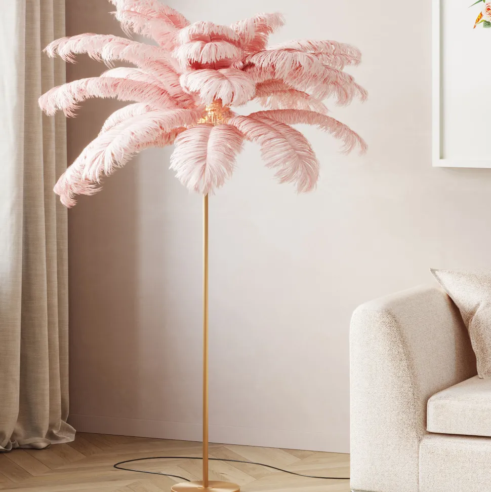 Stehleuchte Feather Palm Pink 165cm