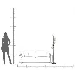 Stehleuchte Scala Balls Milky Schwarz 160cm