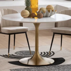 Tisch Invitation Set Weiß Brass Ø120cm