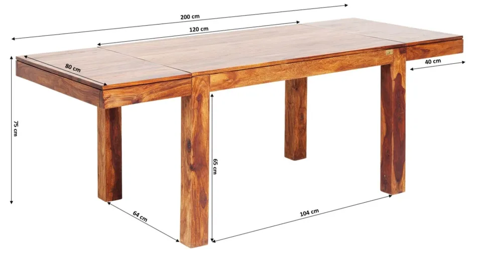 Tisch Momo inkl. 2 Ansteckplatten 120(40+40)x80cm