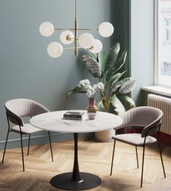 Tisch Schickeria Marmor Weiß Schwarz Ø110cm