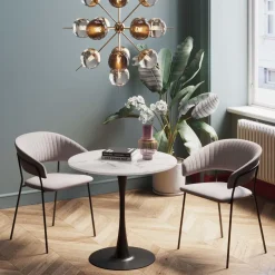 Tisch Schickeria Marmor Weiß Schwarz Ø80cm