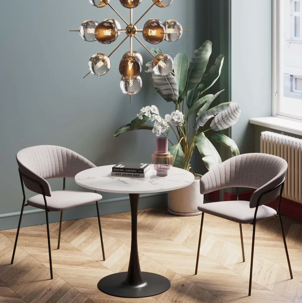 Tisch Schickeria Marmor Weiß Schwarz Ø80cm