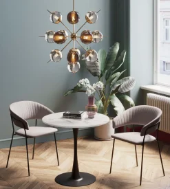 Tisch Schickeria Marmor Weiß Schwarz Ø80cm