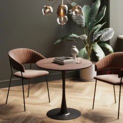 Tisch Schickeria Walnussoptik Schwarz Ø80cm