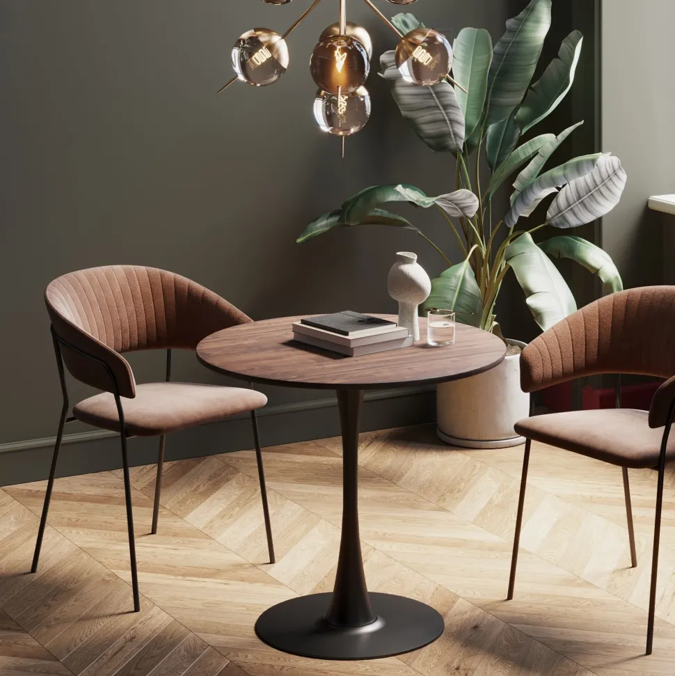 Tisch Schickeria Walnussoptik Schwarz Ø80cm