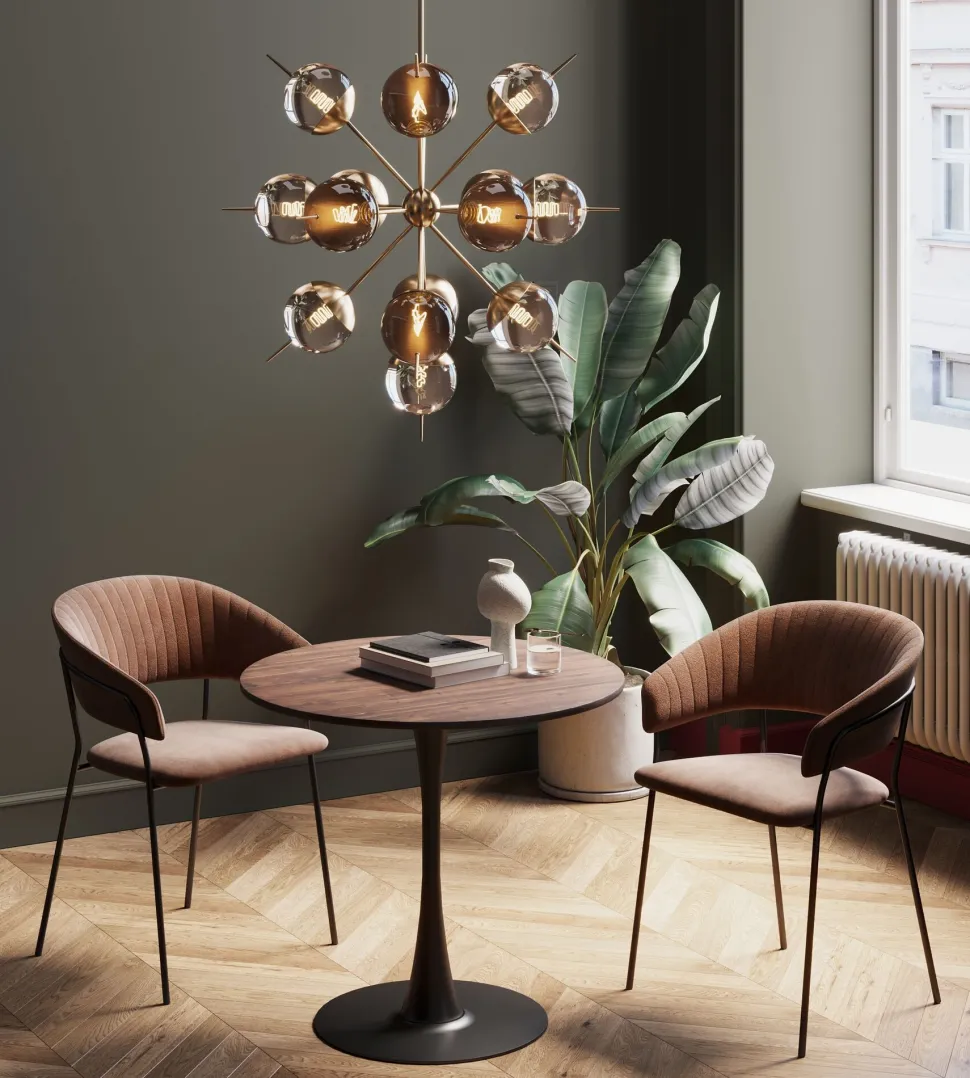 Tisch Schickeria Walnussoptik Schwarz Ø80cm