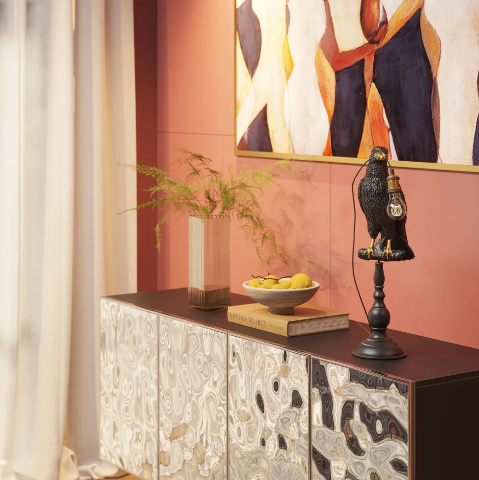 Tischleuchte Animal Sitting Crow Matt Schwarz 61cm