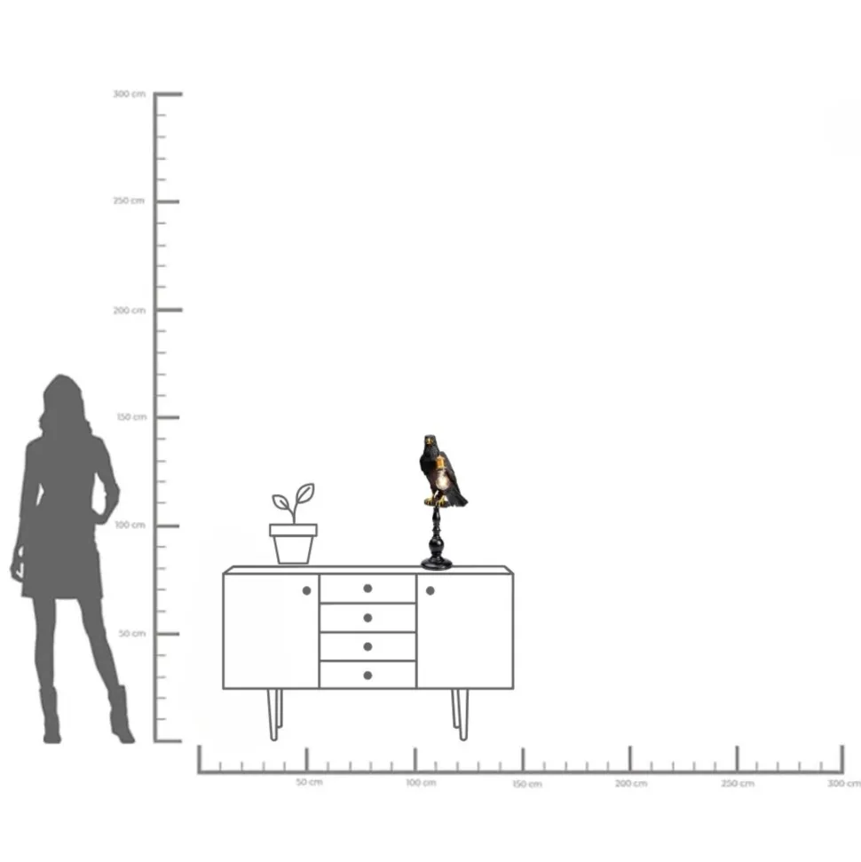 Tischleuchte Animal Sitting Crow Matt Schwarz 61cm