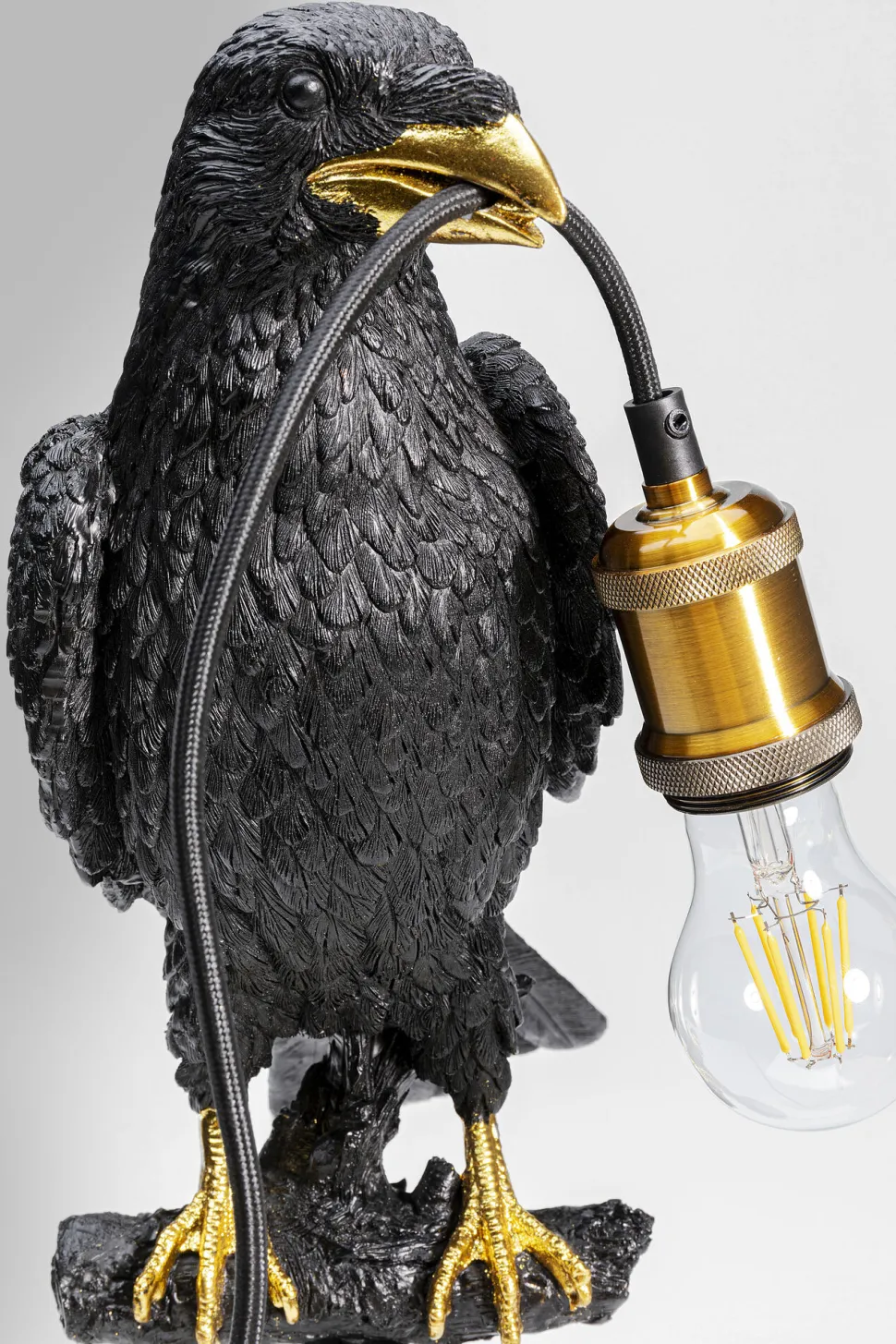 Tischleuchte Animal Sitting Crow Matt Schwarz 61cm