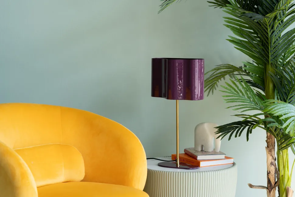 Tischleuchte Cloudy Oval Pflaume 49cm