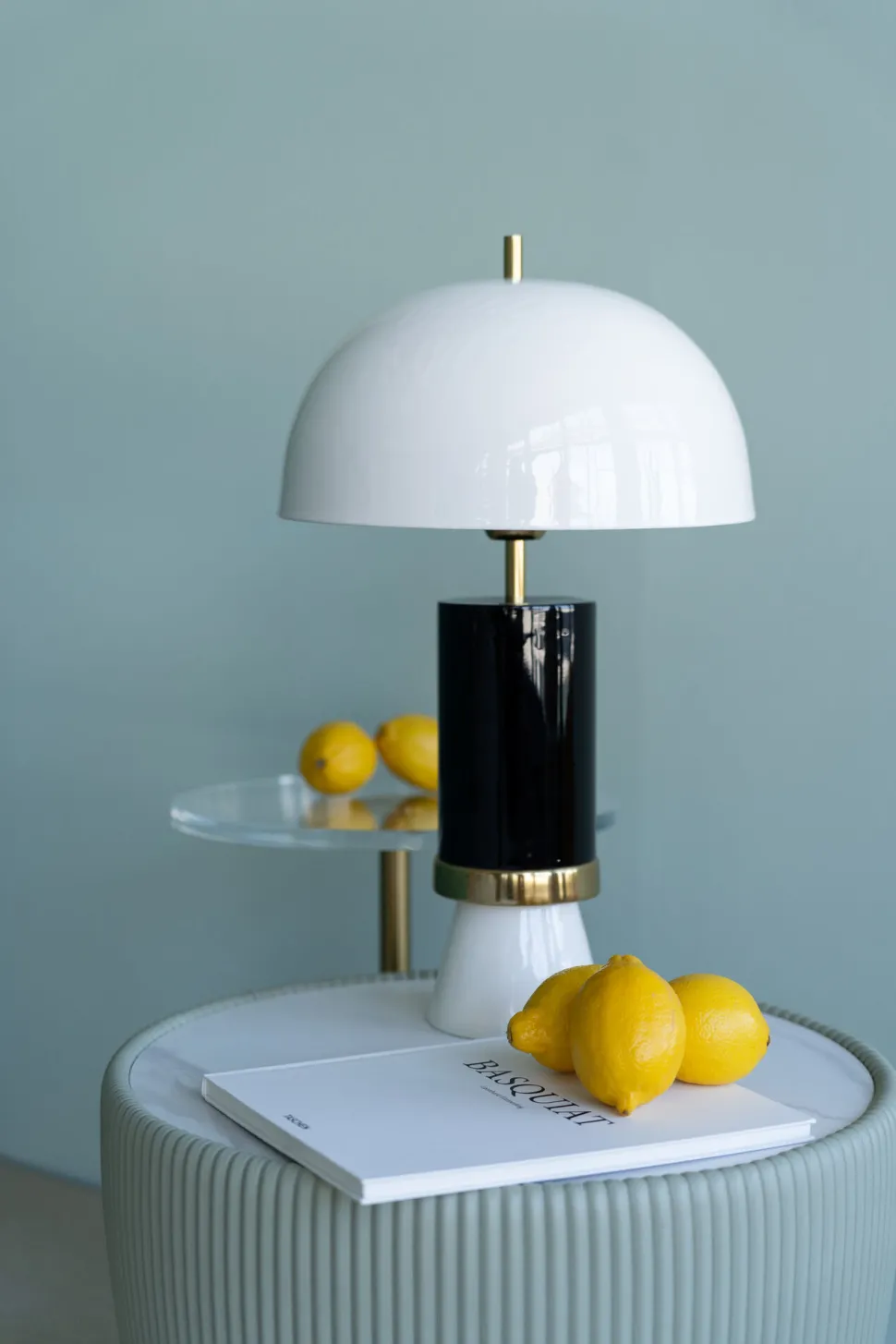 Tischleuchte Josy Weiß Schwarz 51cm