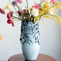 Vase Butterflies Lightblue 50cm