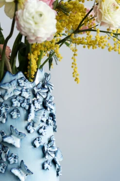 Vase Butterflies Lightblue 50cm