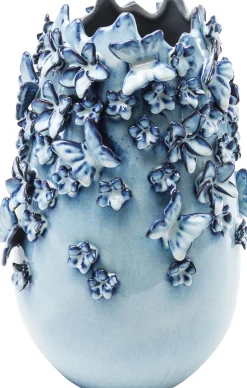 Vase Butterflies Lightblue 35cm