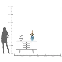 Vase Butterflies Lightblue 35cm