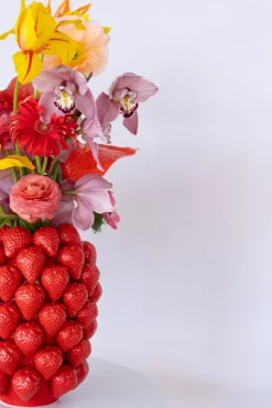 Vase Strawberries Rot 30cm