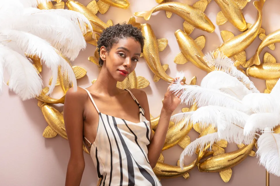 Wandobjekt School of Koi Gold Ø160cm